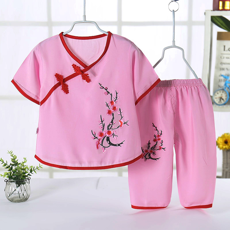 . Childrens bông lụa pajama set mùa hè mỏng điều hòa không khí quần áo nhỏ và trẻ chàng trai cô gái với nhà ngắn tay.