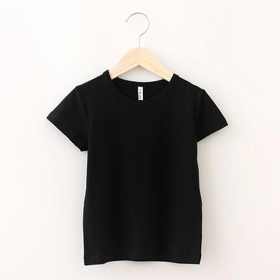 . Trai và trẻ em gái mùa xuân và mùa hè mỏng dài tay T-shirt trong phiên bản Hàn Quốc con lớn của vòng cổ màu đen đầu trắng cơ thể kéo dài đáy.