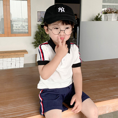 . Mùa hè 2020 trẻ em Mang trai hai mảnh Summer Kids POLO áo sơ mi ngắn tay bé Sienup.