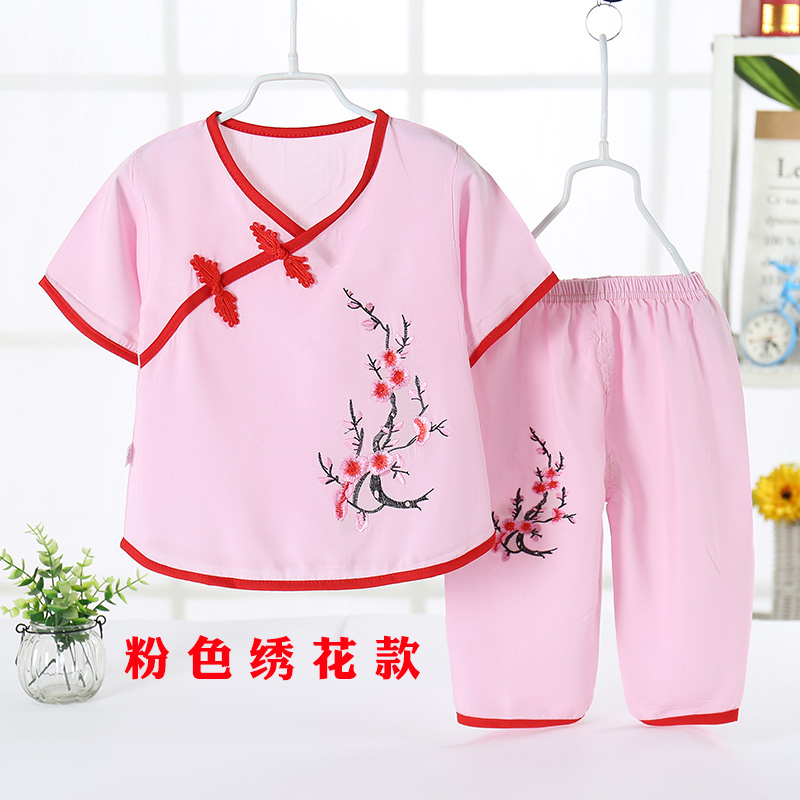 . Childrens bông lụa pajama set mùa hè mỏng điều hòa không khí quần áo nhỏ và trẻ chàng trai cô gái với nhà ngắn tay.