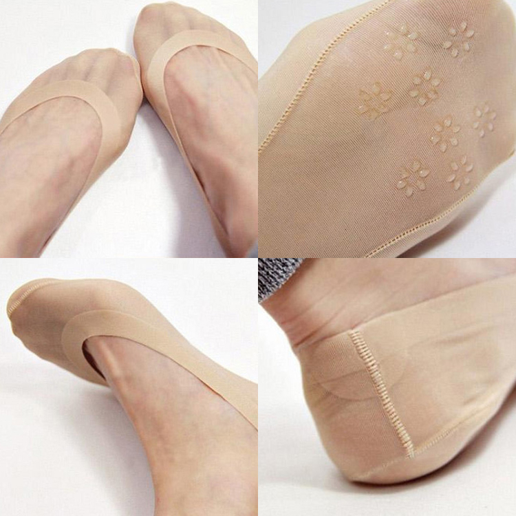 Liền mạch vô hình nông miệng ice vớ vớ thuyền silicone non-slip silk stockings phụ nữ không rơi với ren vớ thuyền vớ ngắn