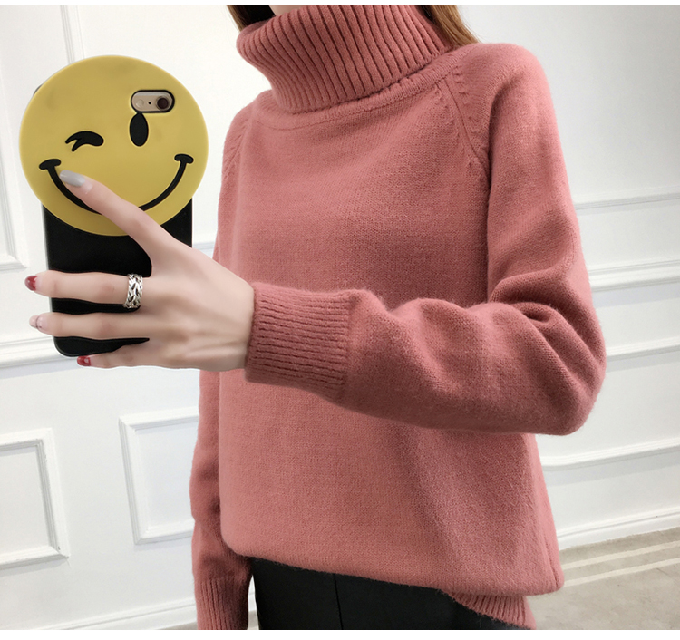 Chic2018 mới áo len cổ cao nữ mùa thu đông dày ấm áp phiên bản Hàn Quốc của những bộ áo len dài tay màu đỏ lưới shop quần áo nữ