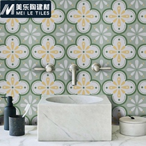 Small tiles green fresh tiles 300x300 Nordic kitchen bathroom wall tiles flower pieces toilet balcony floor tiles