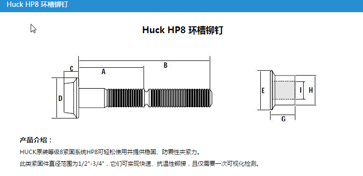 Huck HP8 Ring Groove Rivets