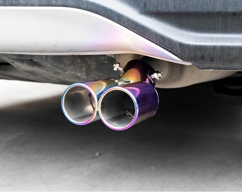 Car Modification Semi-Baked Blue Shark Fin Tailpipe with Mesh Tailpipe Muffler Stainless Steel Decorative Exhaust Pipe Decoration