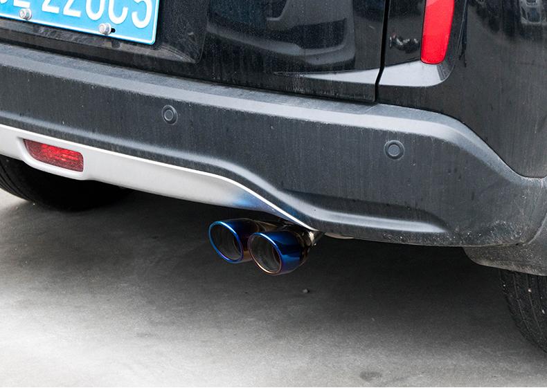 Car Modification Semi-Baked Blue Shark Fin Tailpipe with Mesh Tailpipe Muffler Stainless Steel Decorative Exhaust Pipe Decoration