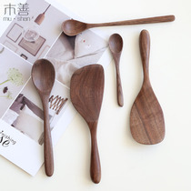 Solid wood spoon long handle mixing spoon sauce spoon honey spoon dessert spoon spoon spoon solid wood rice shovel serving rice spoon
