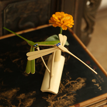 Balance Bamboo Dragonfly Artisanal Woody Suspension Gravity Tumbler Net Red Balance Bird Creative Pendulum children Toys Bamboo