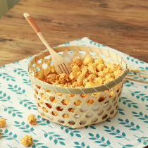 Bamboo basket small fruit plate fried plate creative popcorn basket cake basket basket bamboo plate steamed bread basket potato basket snack basket potato