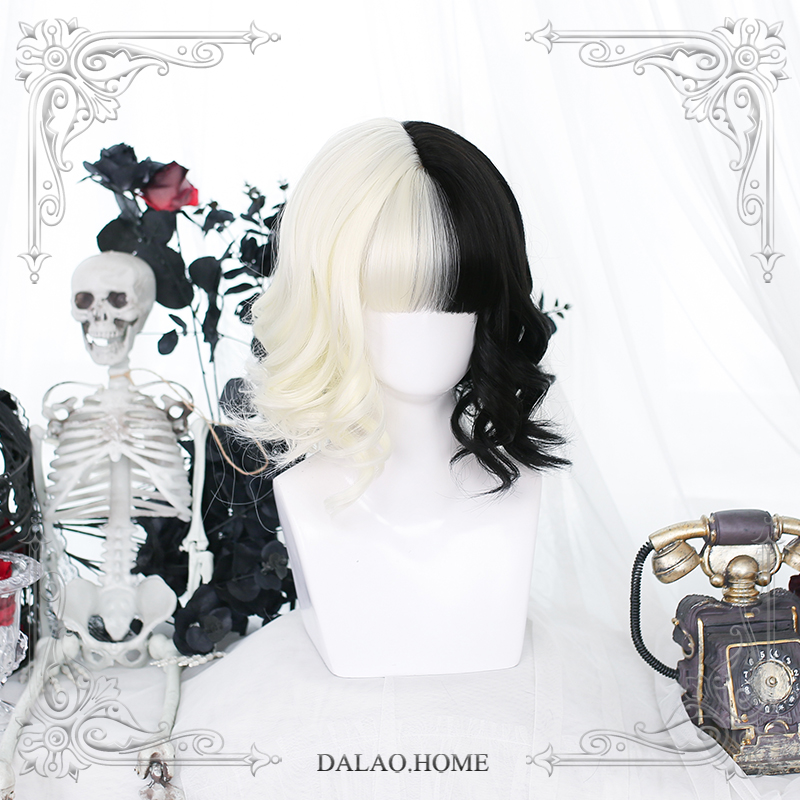 Pre Sale Cathode| Big brother's house |   Internet celebrity Same Lolita Wigs 「 cathode 」 solar system Curly hair female black and white Full headgear Short hair