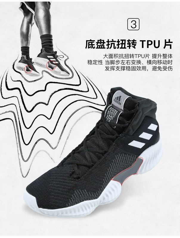 Giày nam Adidas Pro Bounce mới giúp đệm cao su chống trượt giày bóng rổ chống mòn EG1536 - Giày bóng rổ