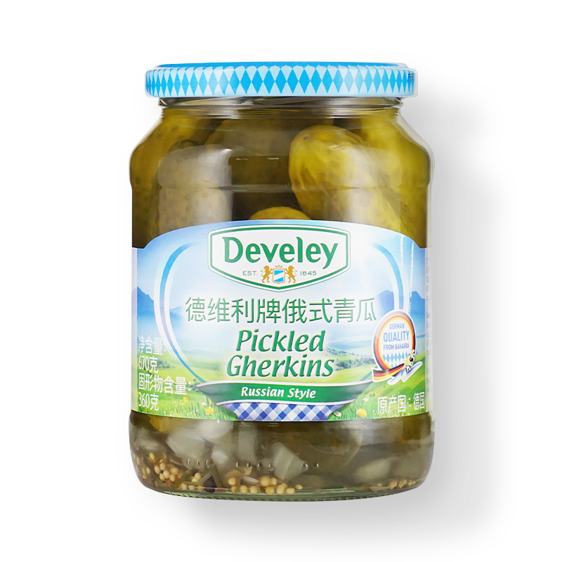 Germany imported Develi brand Russian cucumber 670g ready-to-eat Russian melon sweet and sour cucumber side dish with western food