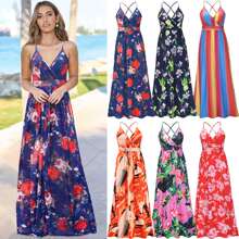 三种颜色 Sleeveless dress spring summer new women's long skirt boho s