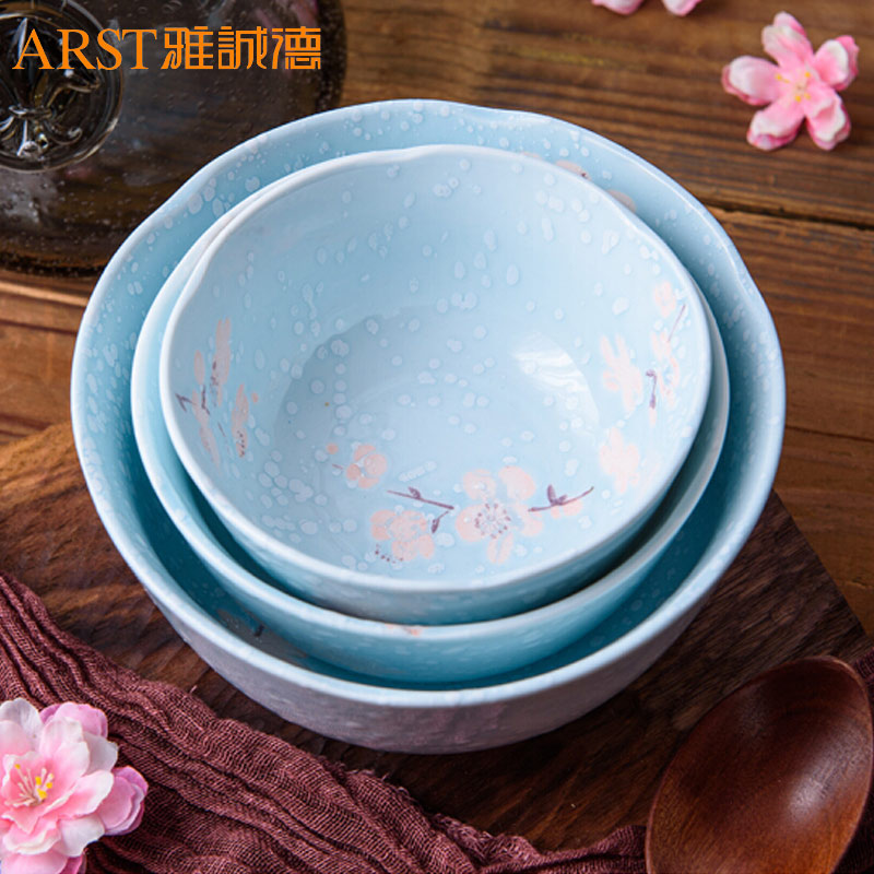 Ya cheng DE bowl under the glaze color Japanese ceramic bowl household tableware suit dishes dishes tableware millet rice bowl