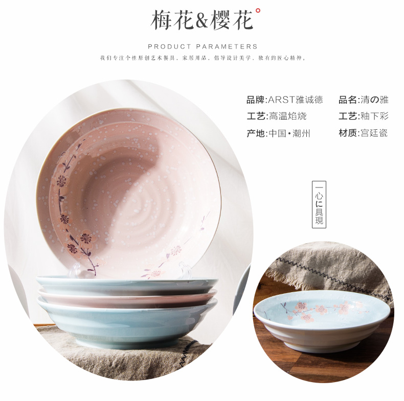 Ya cheng DE Japanese soup plate two composite ceramic household suit plate dish dish tray salad plates