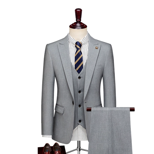 Костюм для отдыха, модный серый комплект, платье, 3 предмета, в британском стиле, облегающий крой