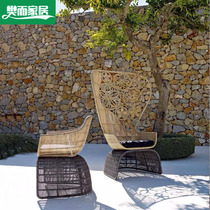 Outdoor sofa leisure balcony rattan chair combination creative art office villa homestay terrace rattan furniture