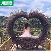 Bali net red birds nest outdoor swing creative rattan hanging chair round bed water drop scenic vibrato homestay shaker