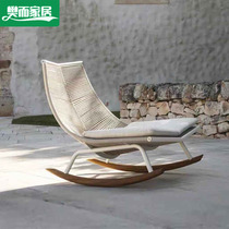 Outdoor rattan chair rocking chair leisure balcony villa garden home art lazy sofa lounge chair coffee table combination furniture