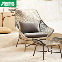 Outdoor rattan chair three-piece creative balcony table and chair leisure courtyard rattan single small coffee table outdoor sofa combination