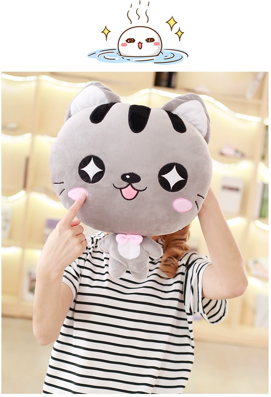 Mèo ngủ gối xe gối chăn kép sử dụng san hô lông cừu đệm thắt lưng đệm điều hòa chăn gối mền 2 trong 1