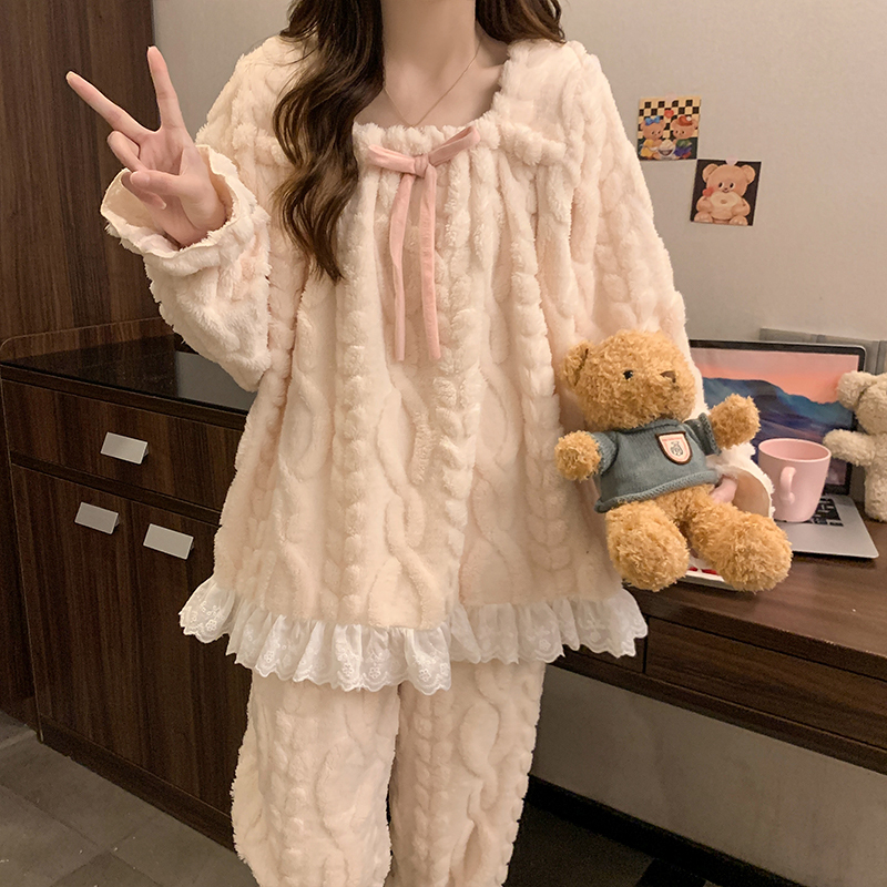 Coral Fleece Pajamas for Women, Winter Fleece-Lined, Thickened and Warm, Girls' Flannel 2025 New Autumn and Winter Style Loungewear Coral Fleece Pajamas for Women, Winter Fleece-Lined, Thickened and Warm, Girls' Flannel 2025 New Autumn and Winter Style Loungewear