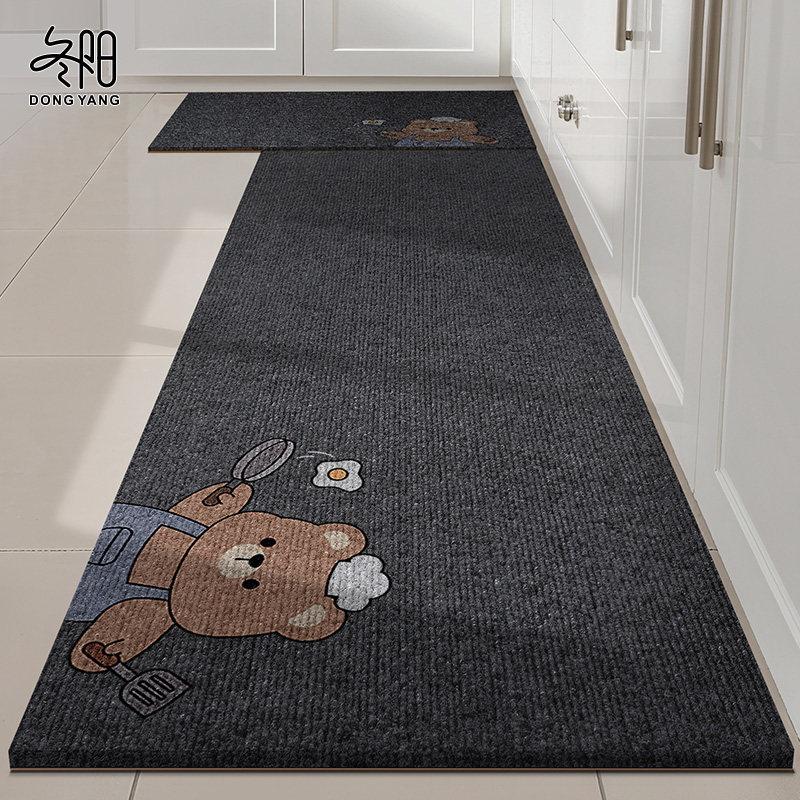 Kitchen non-slip and anti-oil floor mat for household cartoon no-cleaning