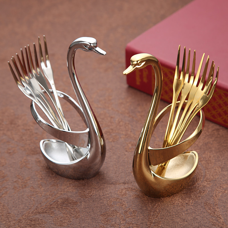 Fruit fork swan set 304 stainless steel cake dessert fork tableware children's creative cute fork household