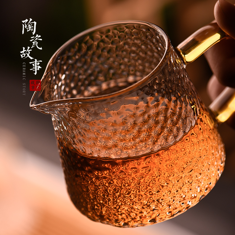 Ceramic fair story cup points) suit thickening heat - resistant glass hammer high - grade tea filter remove one cup