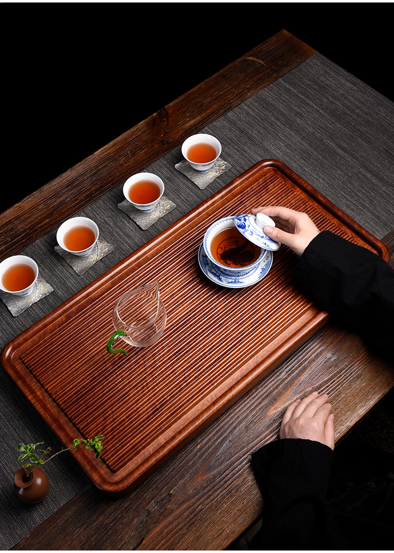 Ceramic story household solid wood tea tray was dry drainage and small tea table kung fu tea set hua limu tea tray