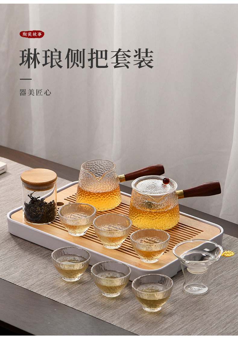 Ceramic story glass tea set household small side of the sitting room put the teapot tea tray of a complete set of tea cups kung fu tea set