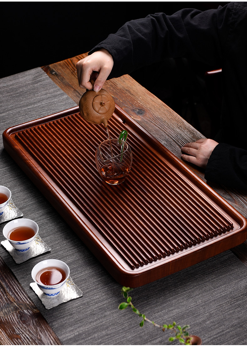 Ceramic story household solid wood tea tray was dry drainage and small tea table kung fu tea set hua limu tea tray