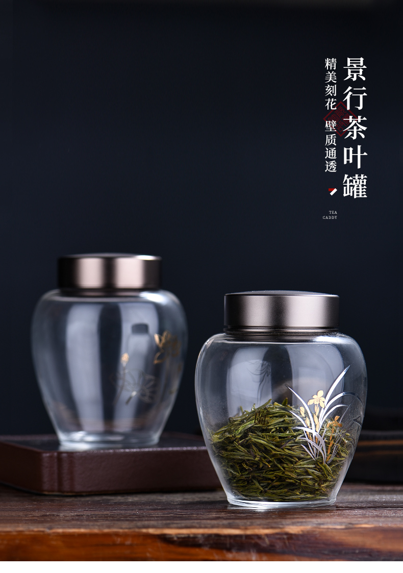 Ceramic story caddy fixings glass sealed as cans creative household moistureproof pot receives Chinese puer tea pot