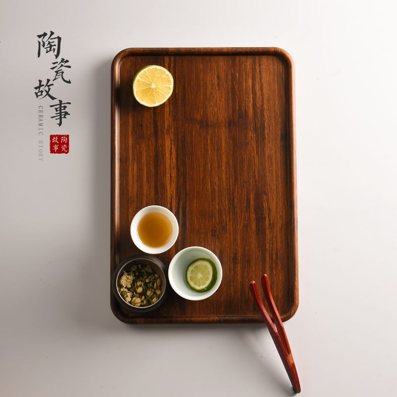 Ceramic story heavy wood tea tray was Japanese pallet small dry mercifully for household saucer solid wood kung fu tea accessories