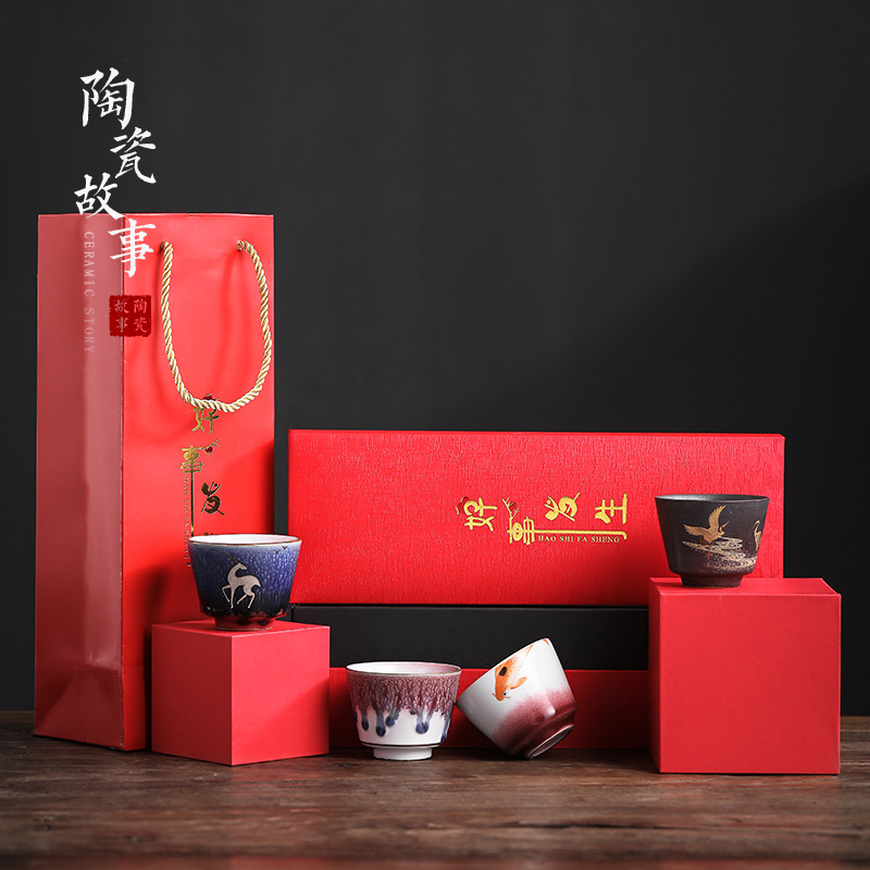 Story of pottery and porcelain teacup tea sample tea cup, kung fu tea bowl hand - made single cup gift boxes manual master CPU