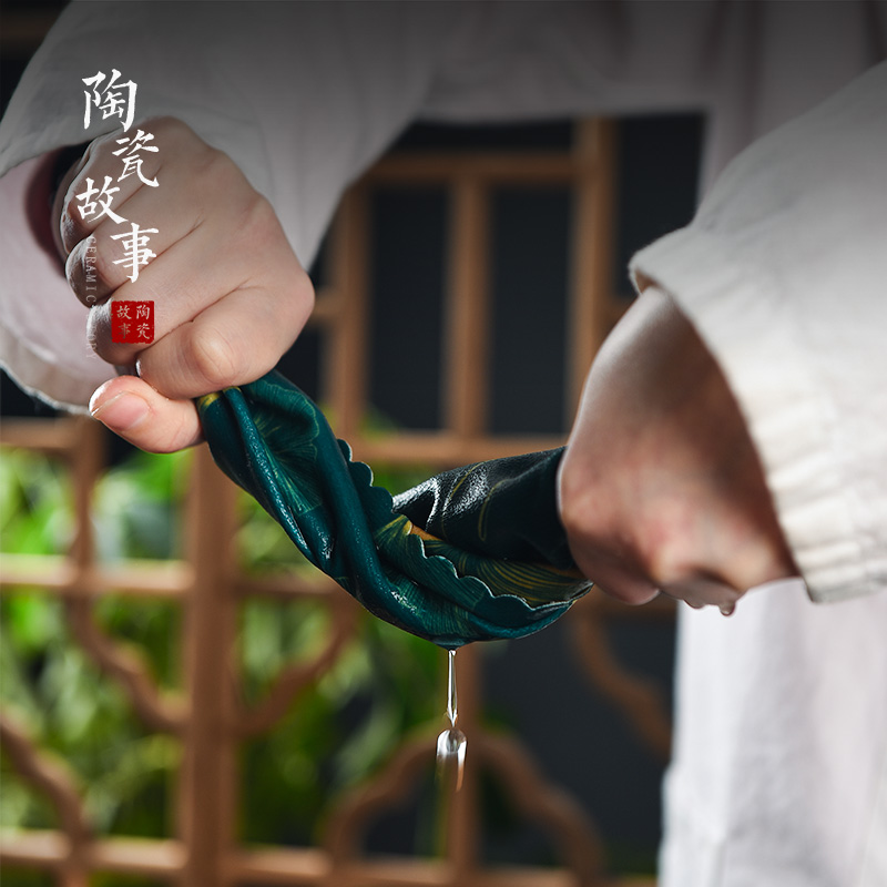 Story of pottery and porcelain tea towel thickening suction a pot of zen tea table cloth towel wipes coloured drawing or pattern of high - grade tea table cloth pad
