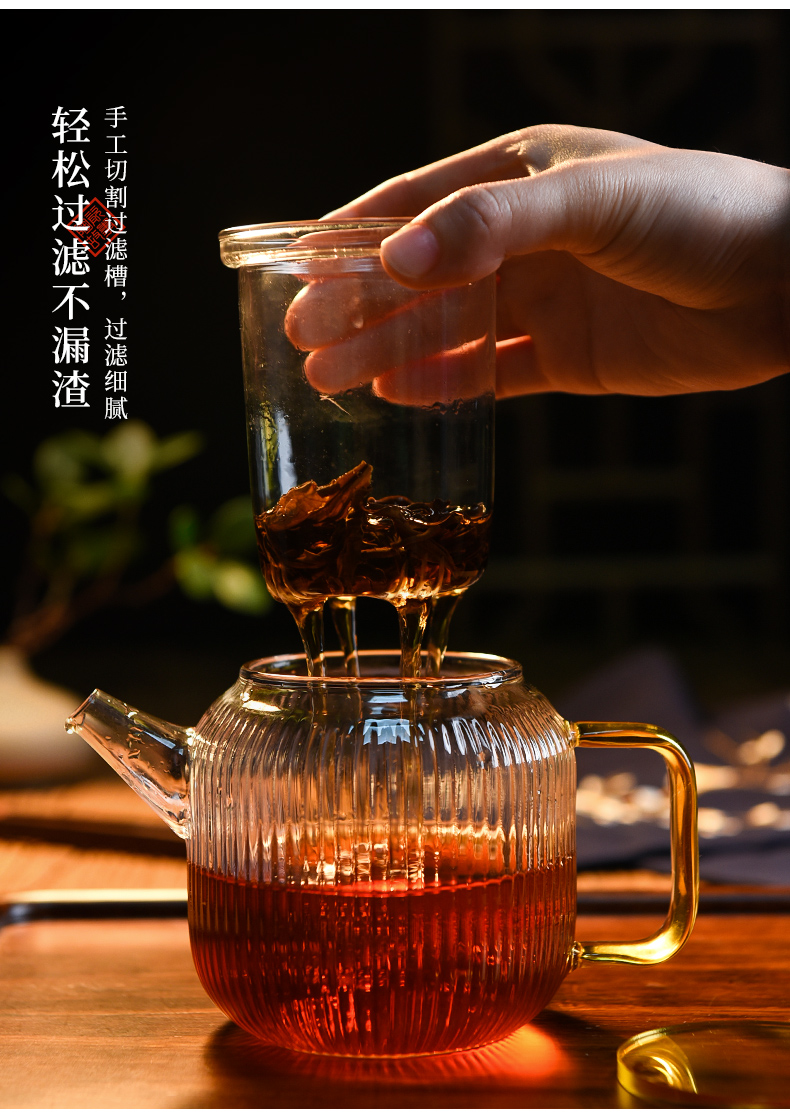 Ceramic story glass teapot high - temperature thickening web celebrity teapot tea separation Japanese flower teapot tea set