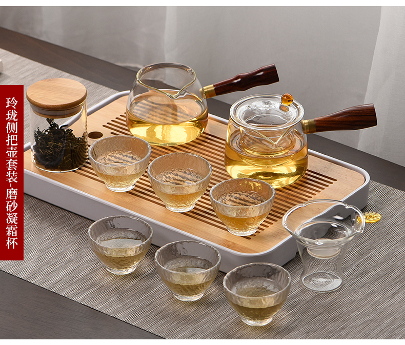 Ceramic story glass tea set household small side of the sitting room put the teapot tea tray of a complete set of tea cups kung fu tea set