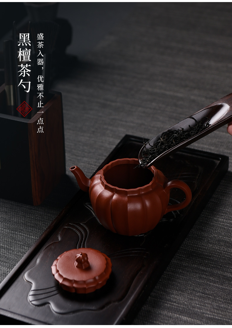 Ceramic tea story 6 gentleman suit ebony kung fu tea set of zen tea tool ChaGa knife spoon