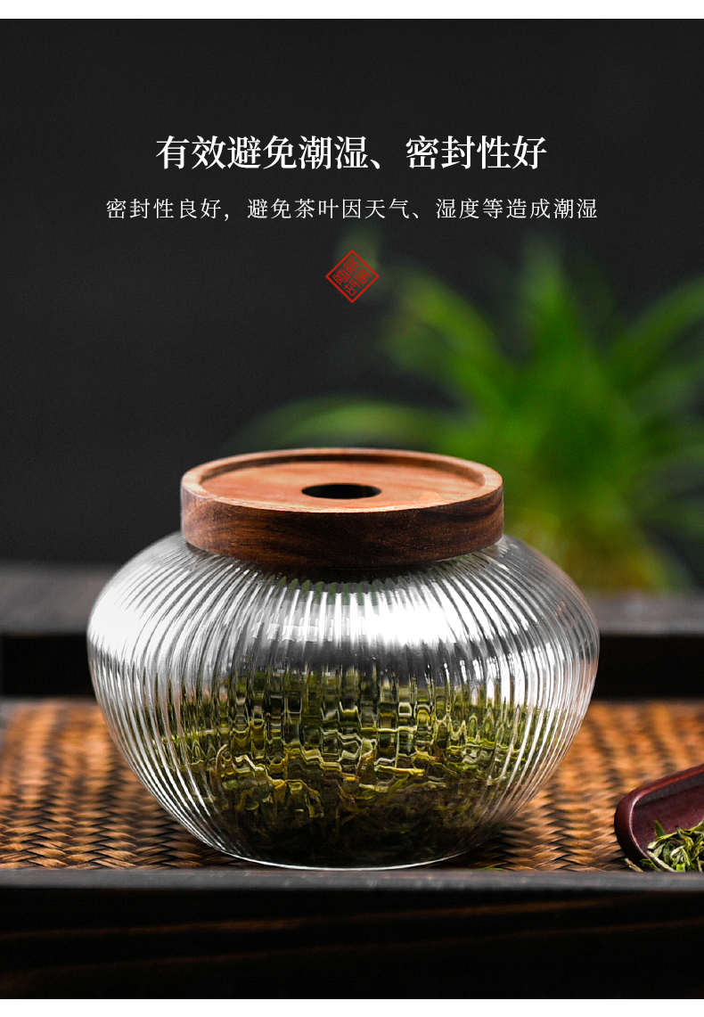 Ceramic story Japanese tea pot pu 'er tea pot metal tea warehouse transparent big seal tank storage receive jar