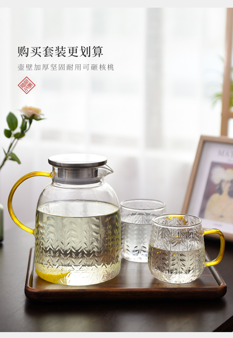 Cold water bottle glass ceramic story high - temperature firm pot of creative northern wind Cold boiled water kettle cup home outfit