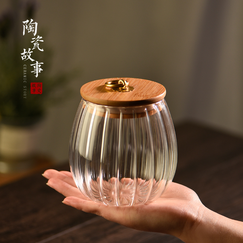 Caddy fixings glass ceramic story portable sealed tank tea tea accessories moistureproof tank household small storage tanks