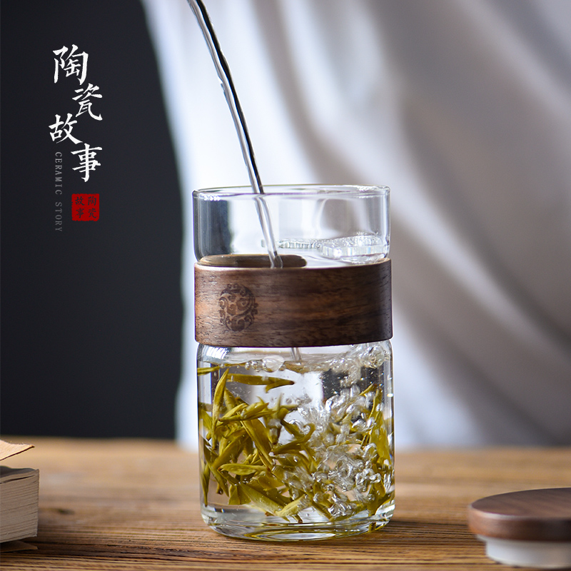 Ceramic story glass office portable filtration separation water cup tea tea cup with cover cups crescent cup