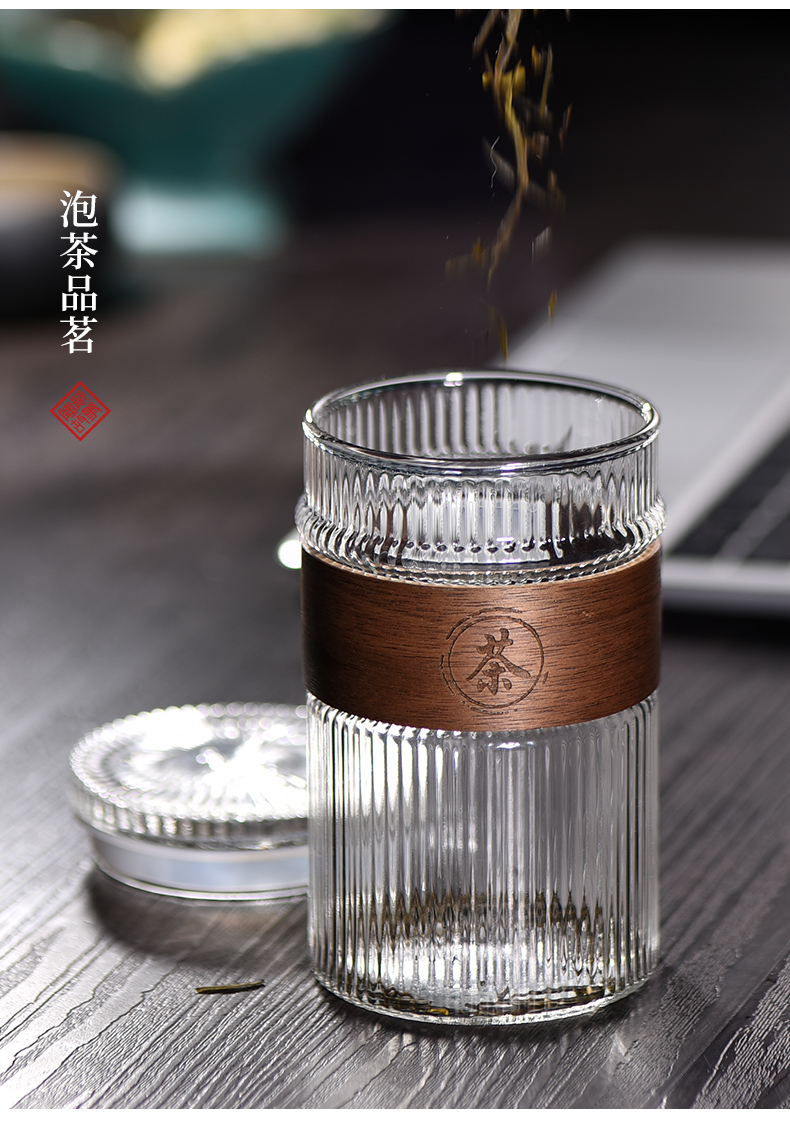 Ceramic story glass office portable filtration separation water cup tea tea cup with cover cups crescent cup