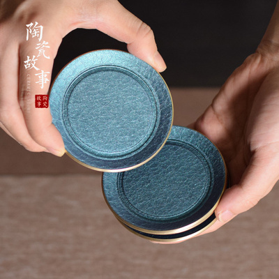 Brass color cup pad insulation pad saucer ceramic story Japanese creative kung fu tea accessories with zero