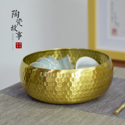Ceramic story's brass Japanese hammer tea wash to wash water in a jar of pure copper writing brush washer accessories kung fu tea set