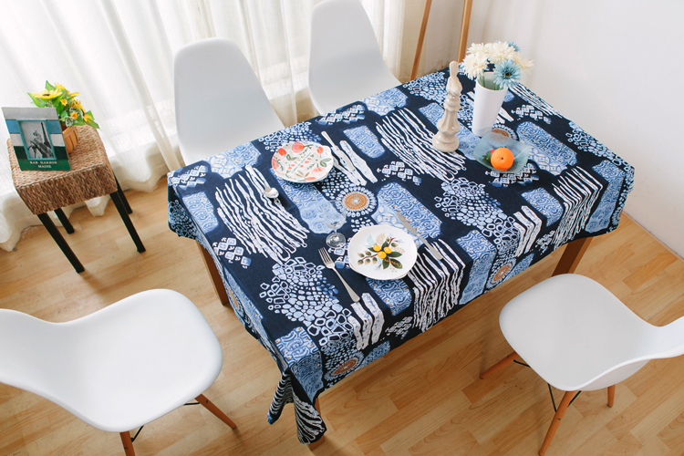 Vintage phong cách dân tộc cotton và khăn trải bàn Khăn trải giường Trung Quốc phong cách vải màu xanh và trắng bàn vải bàn cà phê vải bìa bàn máy tính vải vải khăn trải bàn ghế gỗ