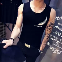 Mùa hè Slim Sweat Vest Men Thể thao Đồ lót Thể hình Áo thun Cotton Không tay Áo thun hợp thời trang Áo thun thoáng khí - Lót áo lót thể thao 