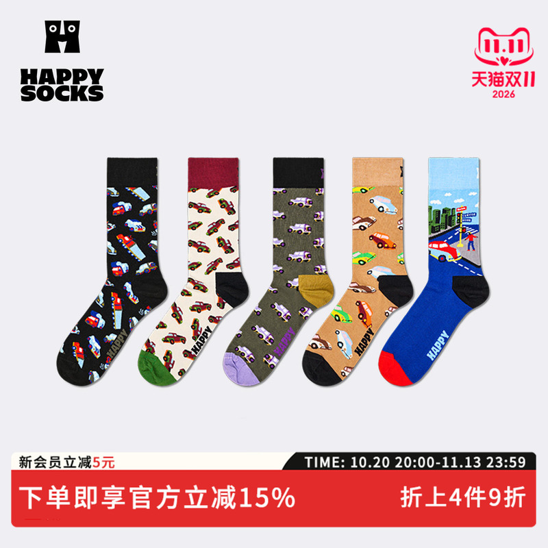 [2026 Autumn/Winter New Collection] Happy Socks Trendy Designer Creative Car-Themed Socks Niche Mid-Calf Socks