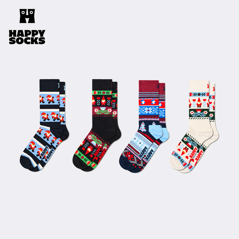 [2026 Autumn/Winter New Collection] Happy Socks Christmas Fair Isle Style Socks Designer Niche Mid-Calf Socks
